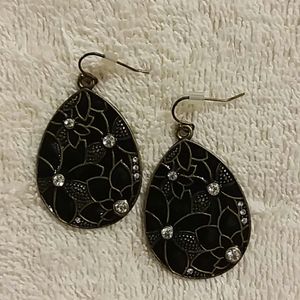Black floral earrings